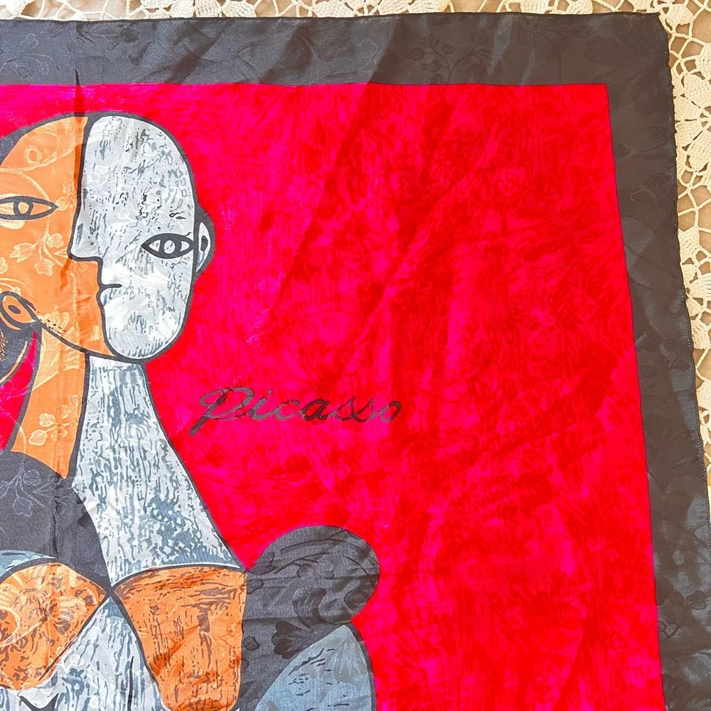 Vintage Silk Art Deco “Femme Assise” Pablo Picasso scarf wrap 34X34